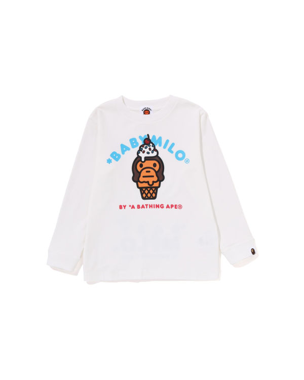 Dětské Tričko Bape Milo Ice Cream L/S Bílé | 14239GHMW