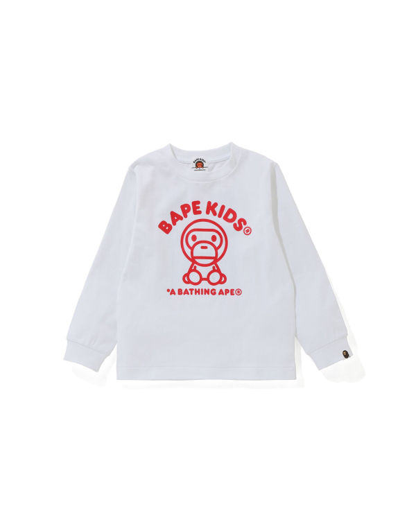 Dětské Tričko Bape Milo Rug L/S Bílé | 07631NKZC