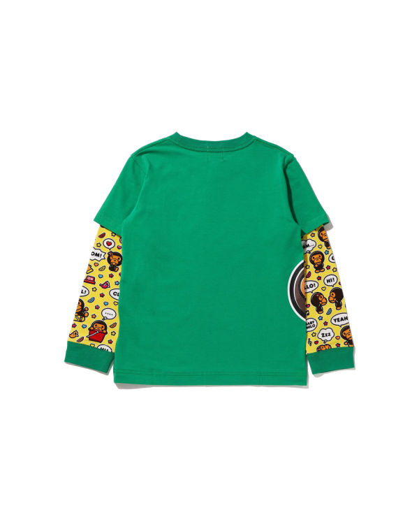 Dětské Tričko Bape Milo Speech Balloon Layered L/S Mátově Zelená | 81435ZADQ