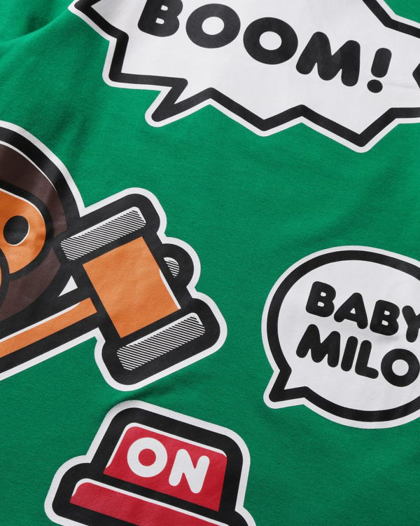Dětské Tričko Bape Milo Speech Balloon Layered L/S Mátově Zelená | 81435ZADQ