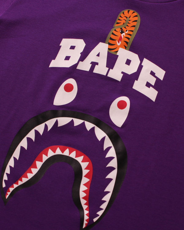 Dětské Tričko Bape Shark Print Fialové | 69812HAGE
