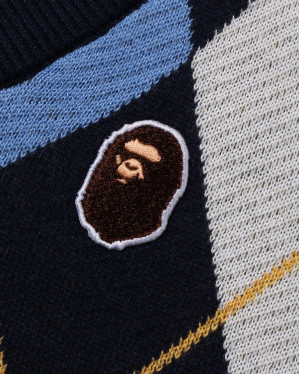 Dětské Vesty Bape Ape Head Patch Argyle JR Blankyt | 06287TVLN