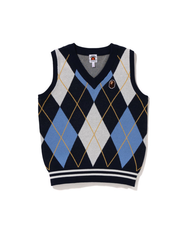 Dětské Vesty Bape Ape Head Patch Argyle JR Blankyt | 06287TVLN