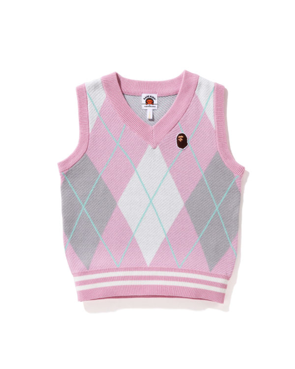 Dětské Vesty Bape Ape Head Patch Argyle Růžové | 64375XYGM