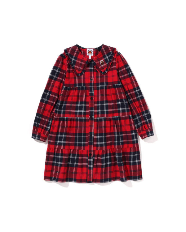 Dětské Šaty Bape Check Big Collar Onepiece Světle Červené | 74518DVAM