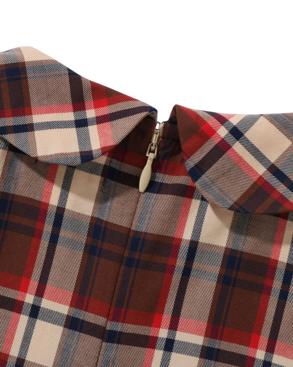 Dětské Šaty Bape Mini Check Round Collar Onepiece Světle Červené | 35162KZNE