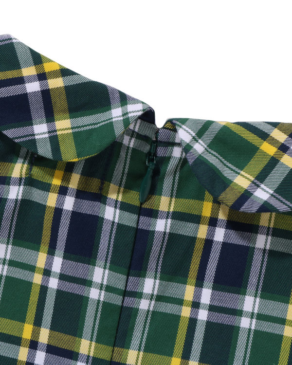 Dětské Šaty Bape Mini Check Round Collar Onepiece Zelene | 49085DTWH