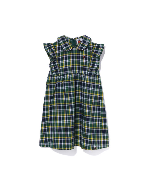 Dětské Šaty Bape Mini Check Round Collar Onepiece Zelene | 49085DTWH