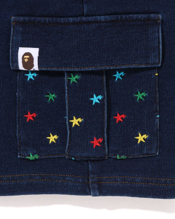 Dětské Šortky Bape Milo STA Jersey Denim Cargo Blankyt | 04369UXTI