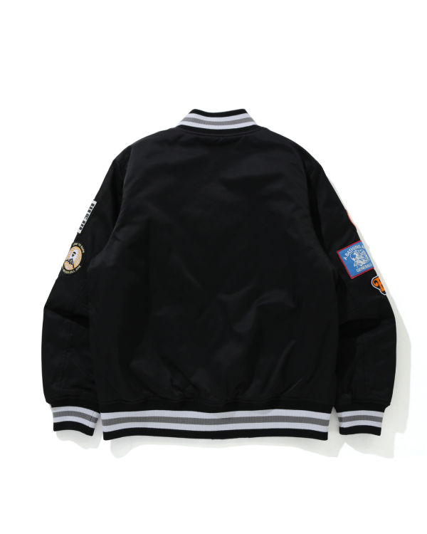 Pánské Bundy Bape Archive Patch Puffer Nylon Varsity Černé | 16580LQZJ