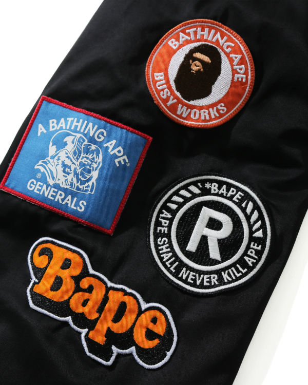 Pánské Bundy Bape Archive Patch Puffer Nylon Varsity Černé | 16580LQZJ