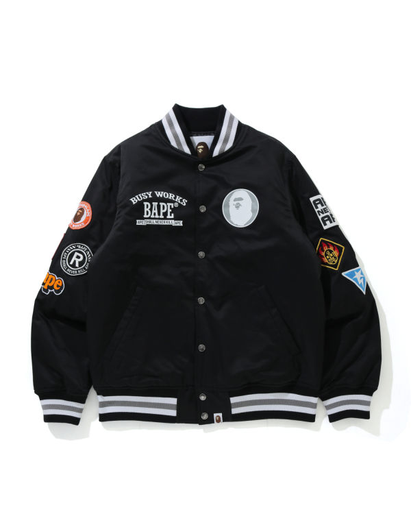 Pánské Bundy Bape Archive Patch Puffer Nylon Varsity Černé | 16580LQZJ