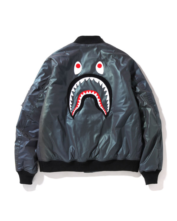 Pánské Bundy Bape Aurora Shark Loose Fit MA-1 Černé | 19672OVRL