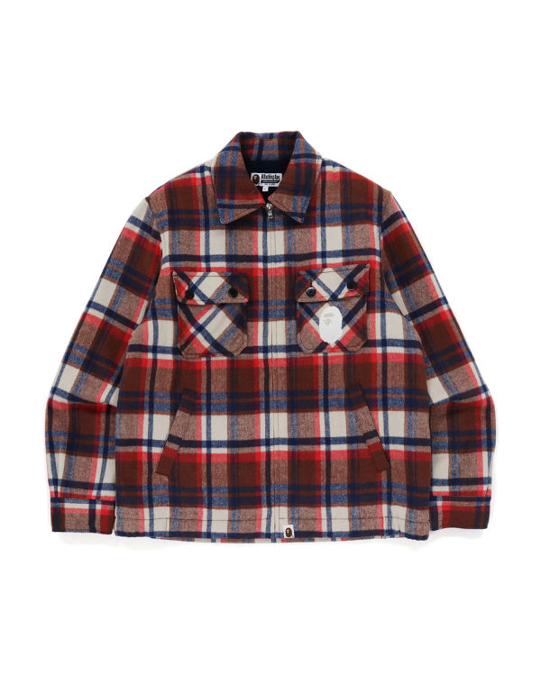 Pánské Bundy Bape Check Zip CPO Světle Červené | 96475VZFP