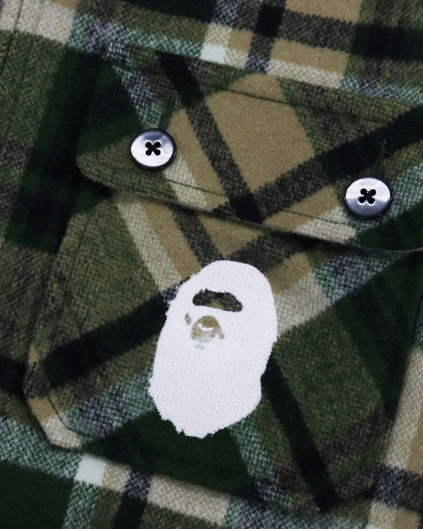 Pánské Bundy Bape Check Zip CPO Zelene | 47326GIFO
