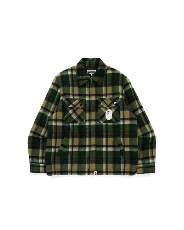 Pánské Bundy Bape Check Zip CPO Zelene | 47326GIFO