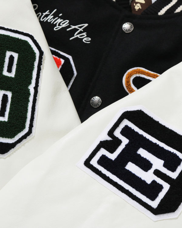Pánské Bundy Bape Crazy Patch Varsity Černé | 60349DWFK
