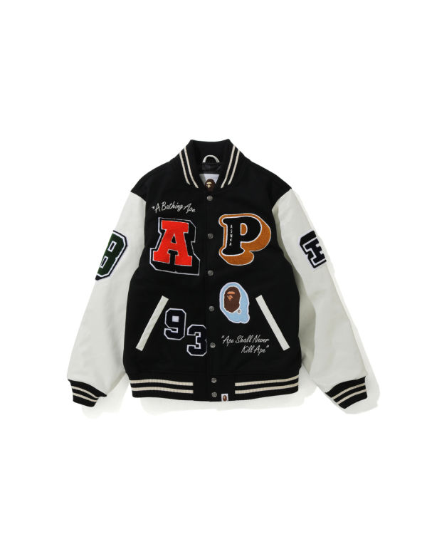 Pánské Bundy Bape Crazy Patch Varsity Černé | 60349DWFK