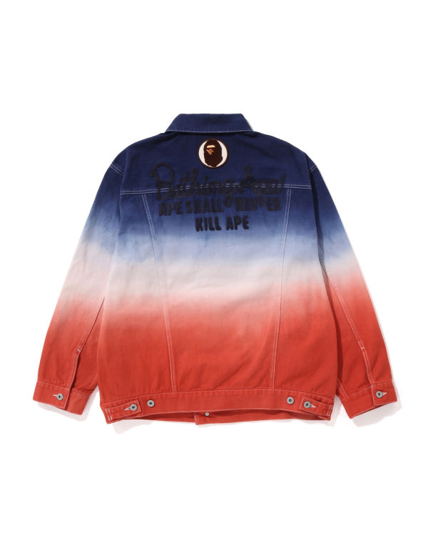 Pánské Bundy Bape Graduation Champion Loose Fit Denim Tmavě Blankyt Bílé Červené | 28609MLBU