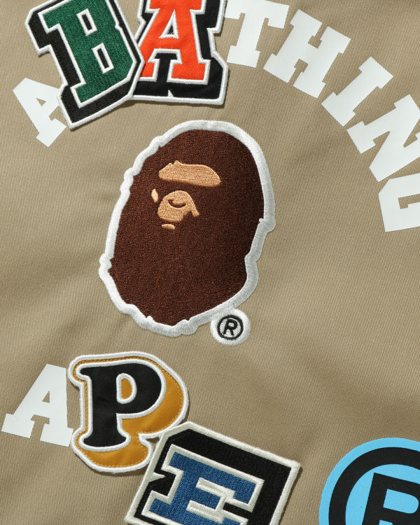 Pánské Bundy Bape Multi Fonts Relaxed Fit Zip Béžový | 54196UBLS