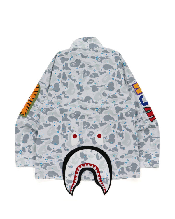 Pánské Bundy Bape Space Camo Shark M-65 Bílé | 47305DSEB