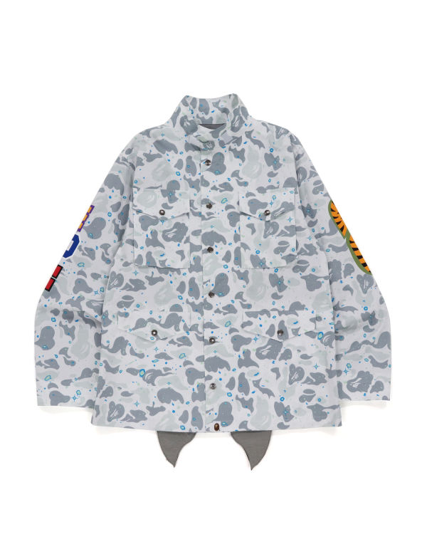 Pánské Bundy Bape Space Camo Shark M-65 Bílé | 47305DSEB
