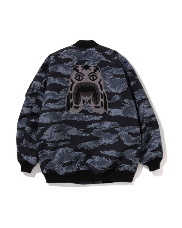 Pánské Kabáty Bape Tiger Camo Long MA-1 Černé | 49862JZMR