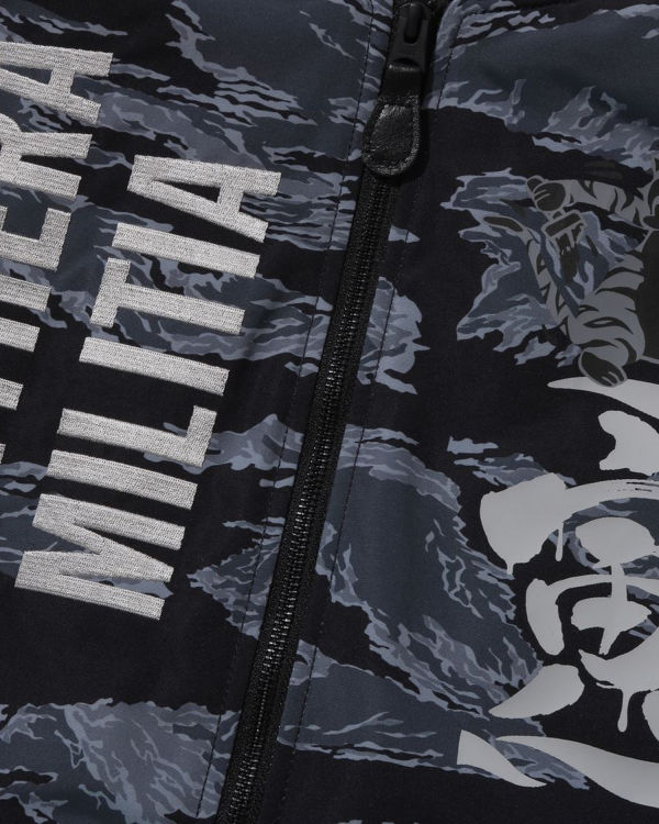 Pánské Kabáty Bape Tiger Camo Long MA-1 Černé | 49862JZMR