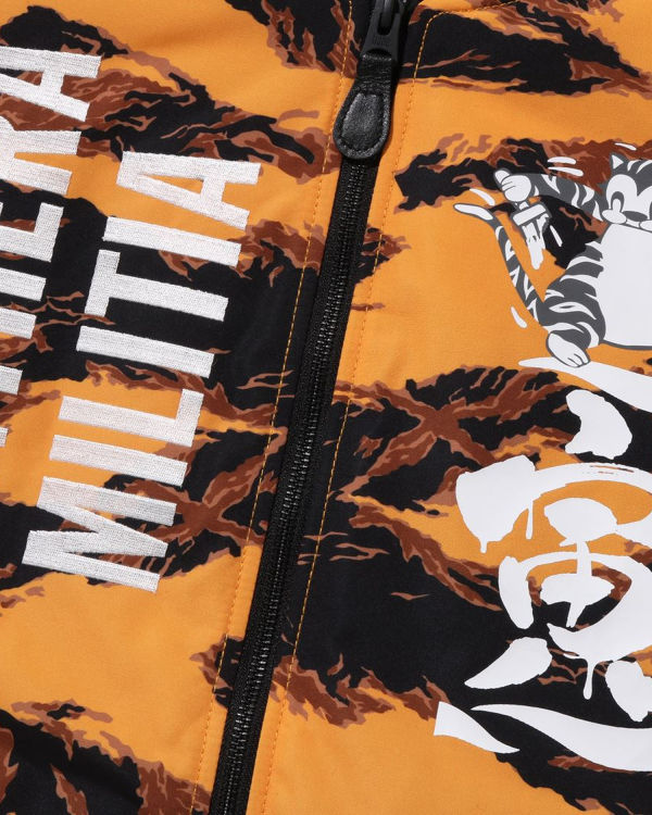 Pánské Kabáty Bape Tiger Camo Long MA-1 Oranžové | 63489QGKF