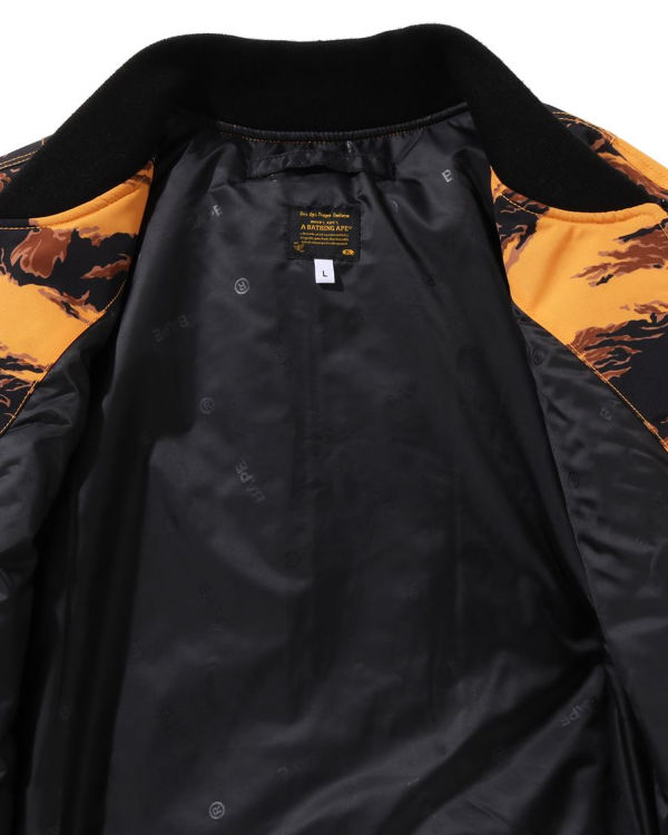 Pánské Kabáty Bape Tiger Camo Long MA-1 Oranžové | 63489QGKF