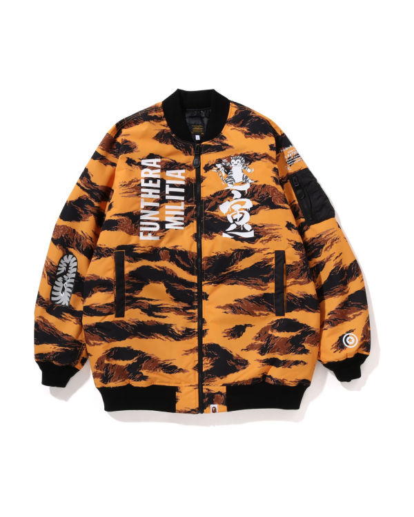 Pánské Kabáty Bape Tiger Camo Long MA-1 Oranžové | 63489QGKF
