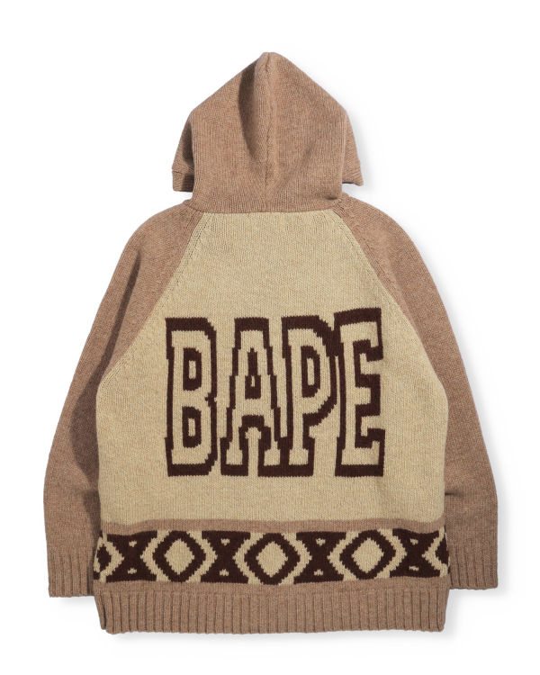 Pánské Knitwear Bape Ape Head Zip Hnědé | 78432UXHJ