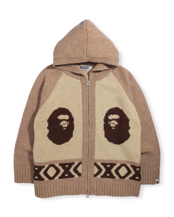 Pánské Knitwear Bape Ape Head Zip Hnědé | 78432UXHJ