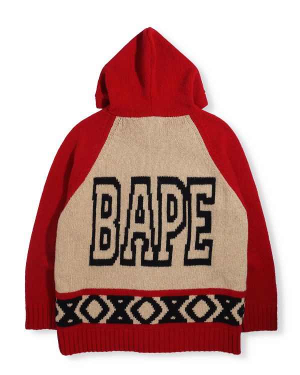 Pánské Knitwear Bape Ape Head Zip Světle Červené | 25387PRZN