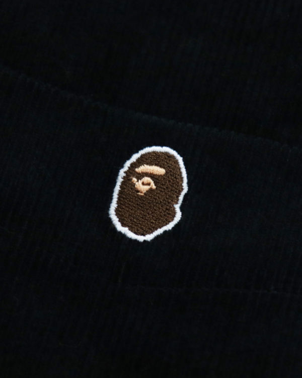 Pánské Košile Bape Ape Head One Point Corduroy Relaxed Fit Pracovní Černé | 03957IPEZ
