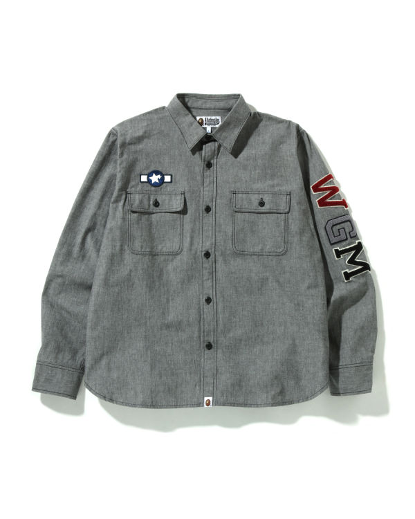 Pánské Košile Bape Busy Shark Chambray Relaxed Fit Černé | 72431YLRU