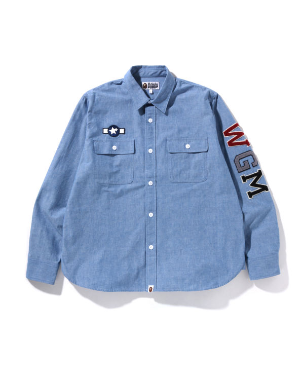 Pánské Košile Bape Busy Shark Chambray Relaxed Fit Blankyt | 93081MBSA