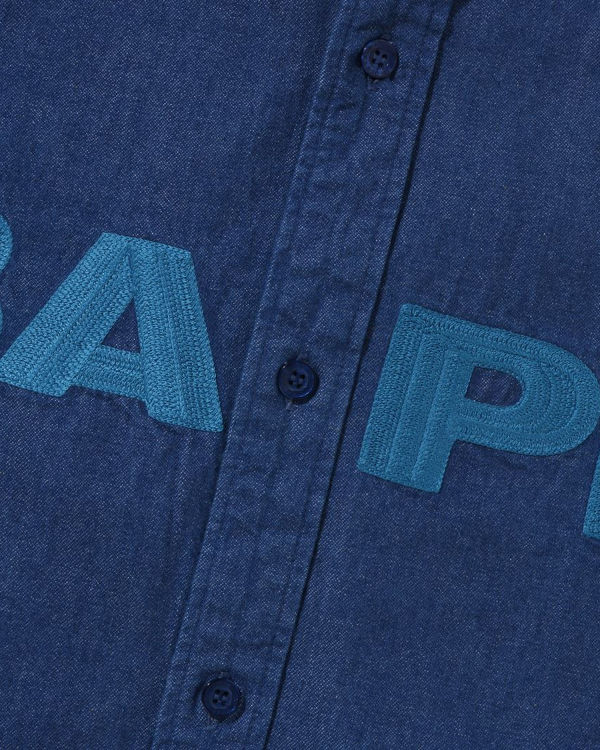 Pánské Košile Bape Denim Loose Fit Tmavě Blankyt Blankyt | 31709RUHD