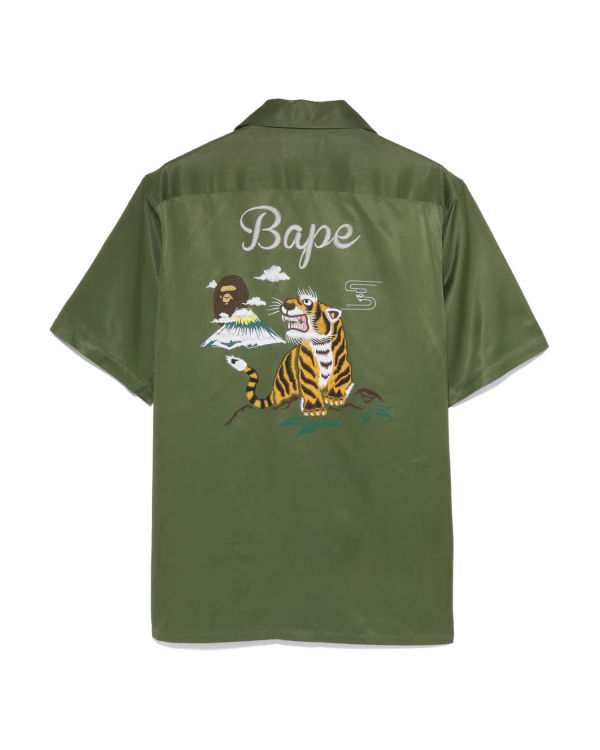 Pánské Košile Bape Japan Culture Open Collar Zelene | 09273PMGF