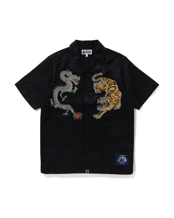 Pánské Košile Bape Japanese Motif Relaxed Fit S/S Černé | 61782HAMY