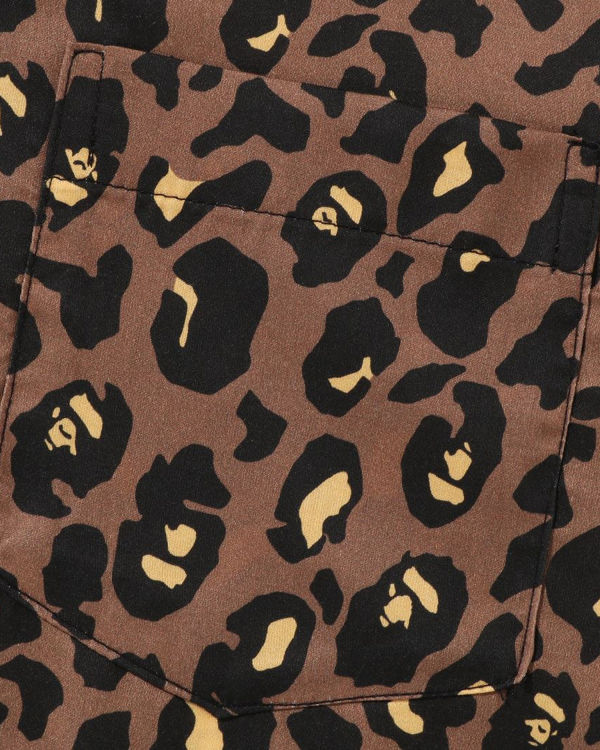 Pánské Košile Bape Leopard Open Collar Hnědé | 87354GDYI