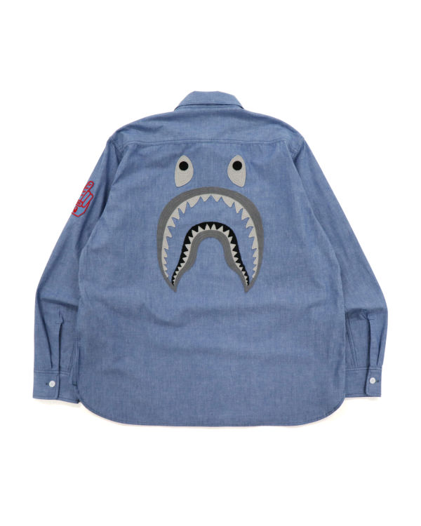 Pánské Košile Bape Military Patch Relaxed Fit Chambray Světle Blankyt | 75412PJWA