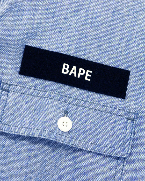 Pánské Košile Bape Military Patch Relaxed Fit Chambray Světle Blankyt | 75412PJWA
