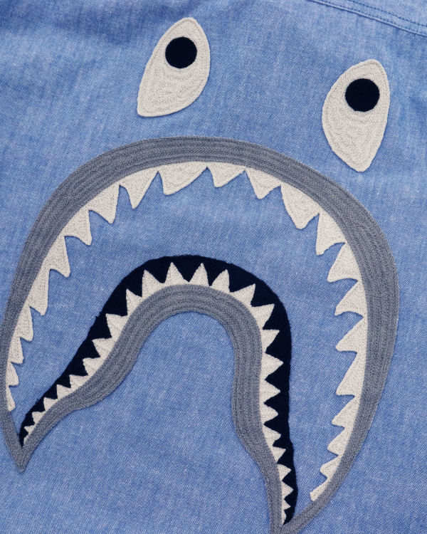 Pánské Košile Bape Military Patch Relaxed Fit Chambray Světle Blankyt | 75412PJWA