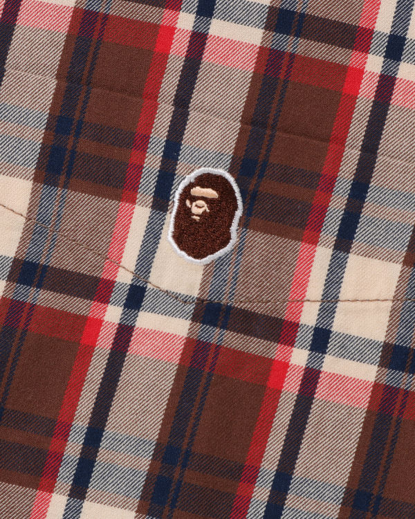 Pánské Košile Bape Mini Check Loose Fit S/S Světle Červené | 18240GFRB