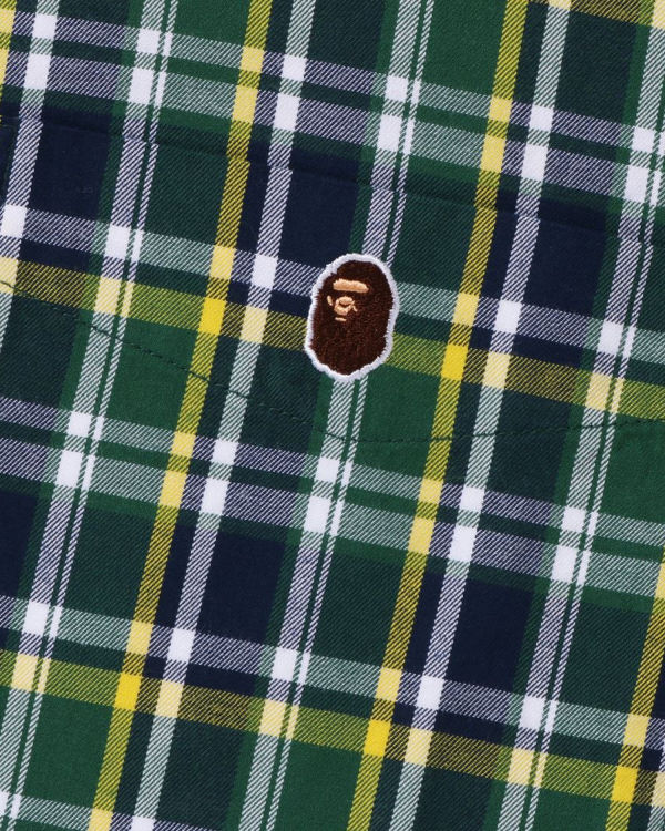 Pánské Košile Bape Mini Check Loose Fit S/S Zelene | 30865FGQS