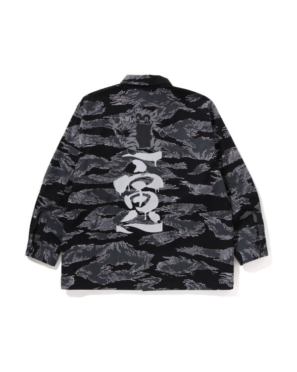 Pánské Košile Bape Tiger Camo Relaxed Fit Military Černé | 32891OVMN