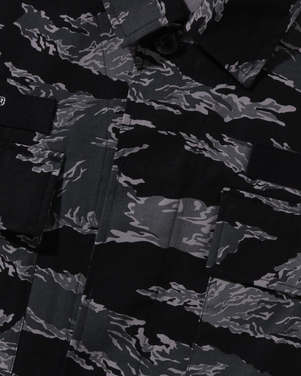 Pánské Košile Bape Tiger Camo Relaxed Fit Military Černé | 32891OVMN