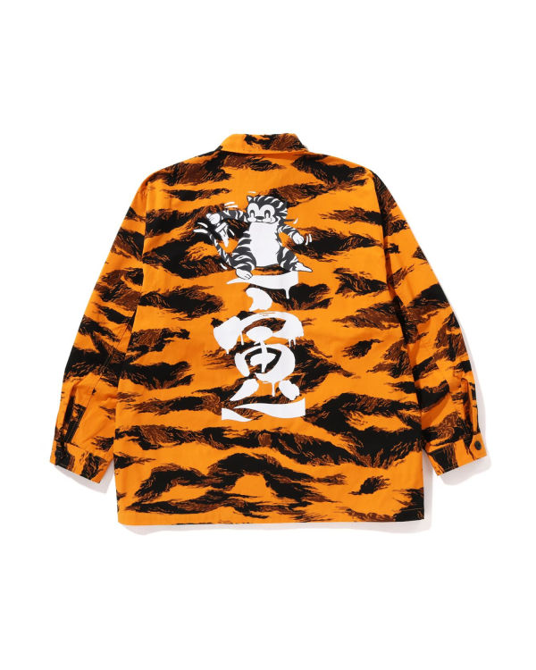 Pánské Košile Bape Tiger Camo Relaxed Fit Military Oranžové | 63527PMQD