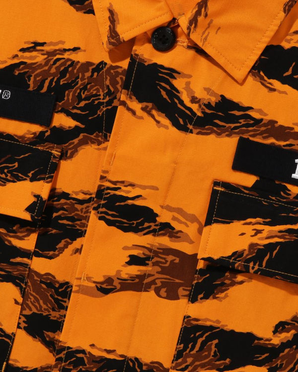 Pánské Košile Bape Tiger Camo Relaxed Fit Military Oranžové | 63527PMQD
